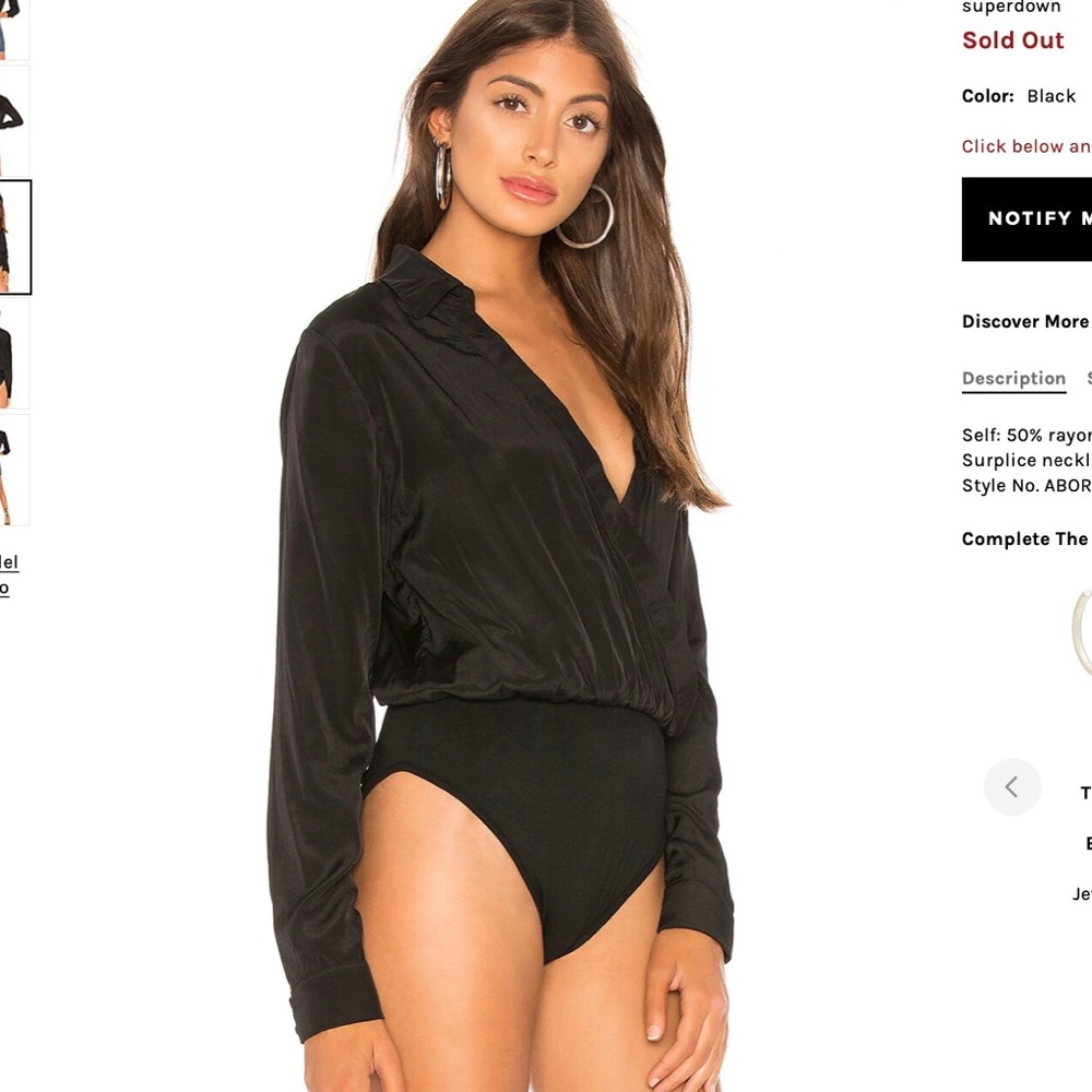 NWOT Revolve bodysuit. Black. Size small